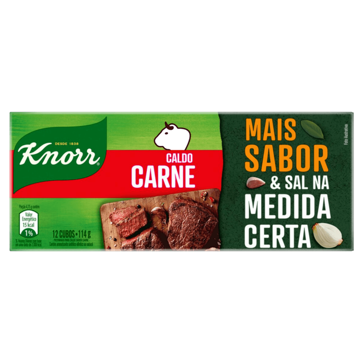 Caldo Tablete Carne Knorr Mais Sabor Caixa 114g 12 Unidades